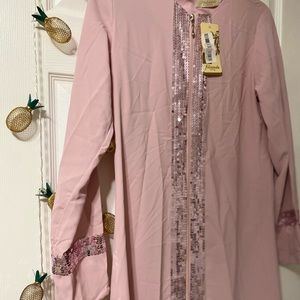 Sequin zipper abaya